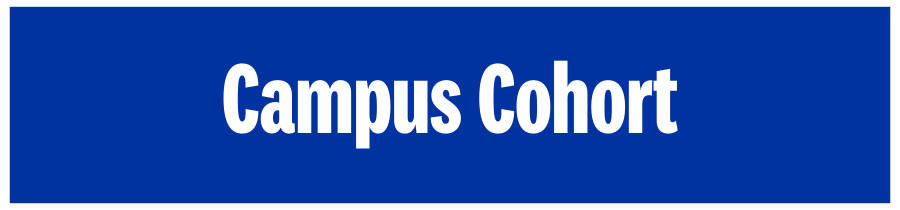 "Campus Cohort" in white on a blue background